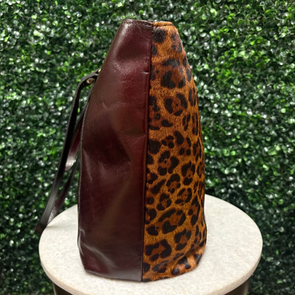 NWT Patricia Nash Leopard Calf hair large tote - Picture 5 of 11